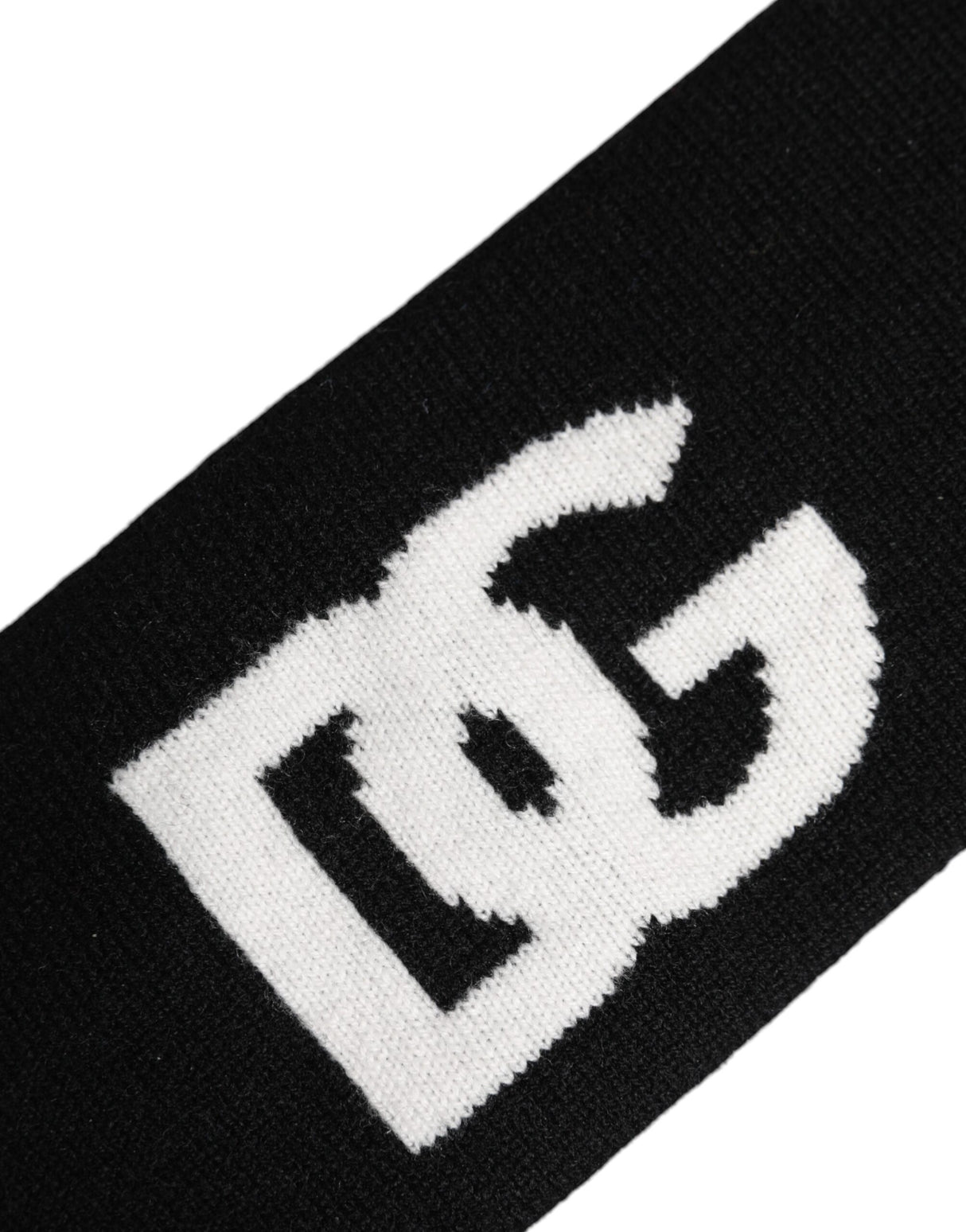Dolce & Gabbana Black White DG Cashmere Knitted Headband Hat