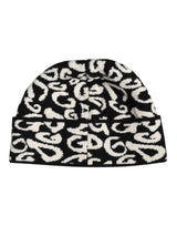 Dolce & Gabbana Black White Wool Knitted Winter Beanie Hat