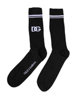 Dolce & Gabbana Black Cotton DG Logo Mid Calf Men Socks