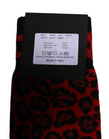 Dolce & Gabbana Black Red Leopard Mid Calf Men Socks