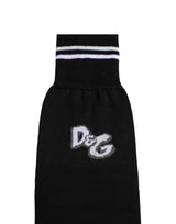 Dolce & Gabbana Black DG Logo Print Cotton Over Calf Socks