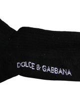 Dolce & Gabbana Black DG Logo Print Cotton Mid Calf Socks