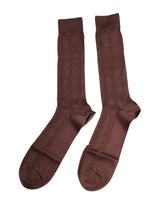 Dolce & Gabbana Brown Stretch Logo Print Mid Calf Socks