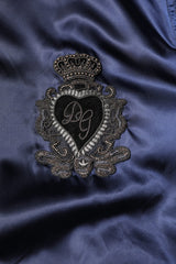 Dolce & Gabbana Blue Nylon DG Crown Full Zip Bomber Jacket
