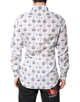 Dolce & Gabbana White Crown Cotton GOLD Formal Dress Shirt