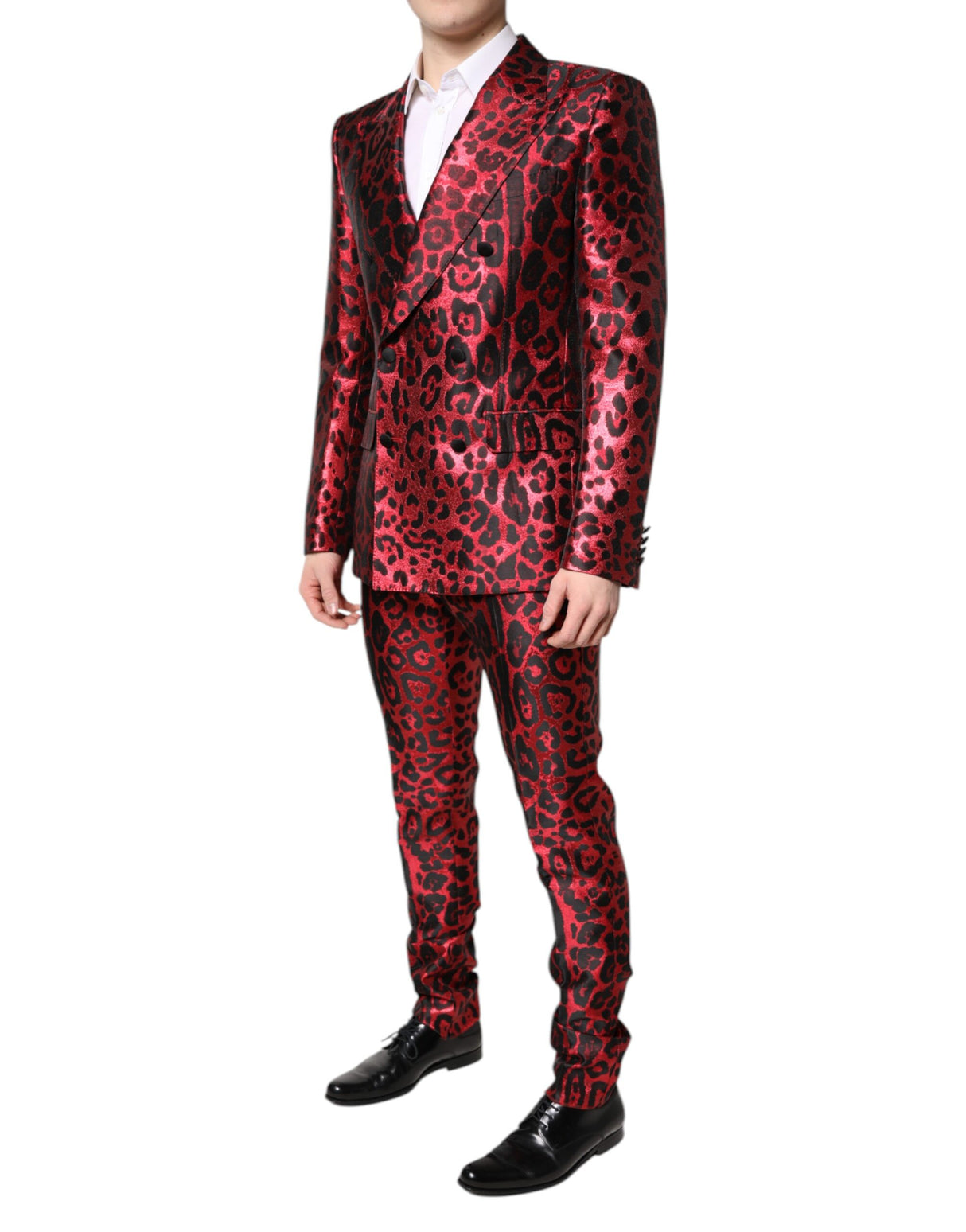 Dolce & Gabbana Red Leopard Double Breasted 2 Piece Suit
