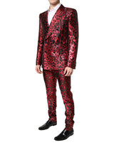 Dolce & Gabbana Red Leopard Double Breasted 2 Piece Suit