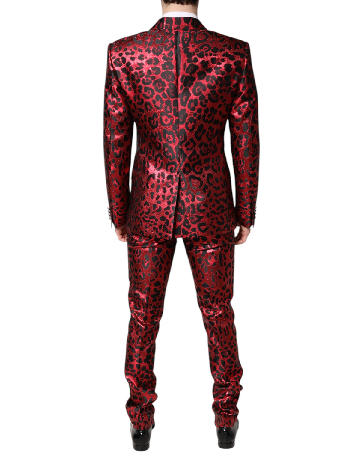 Dolce & Gabbana Red Leopard Double Breasted 2 Piece Suit