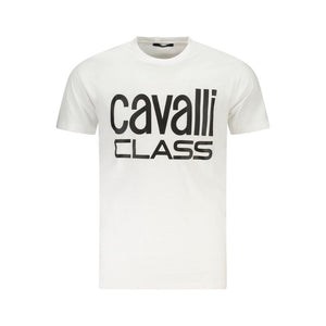 Cavalli Class White Cotton Men T-Shirt