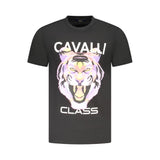 Cavalli Class Black Cotton Men T-Shirt