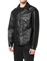 Dolce & Gabbana Black Polyester Button Down Biker Jacket