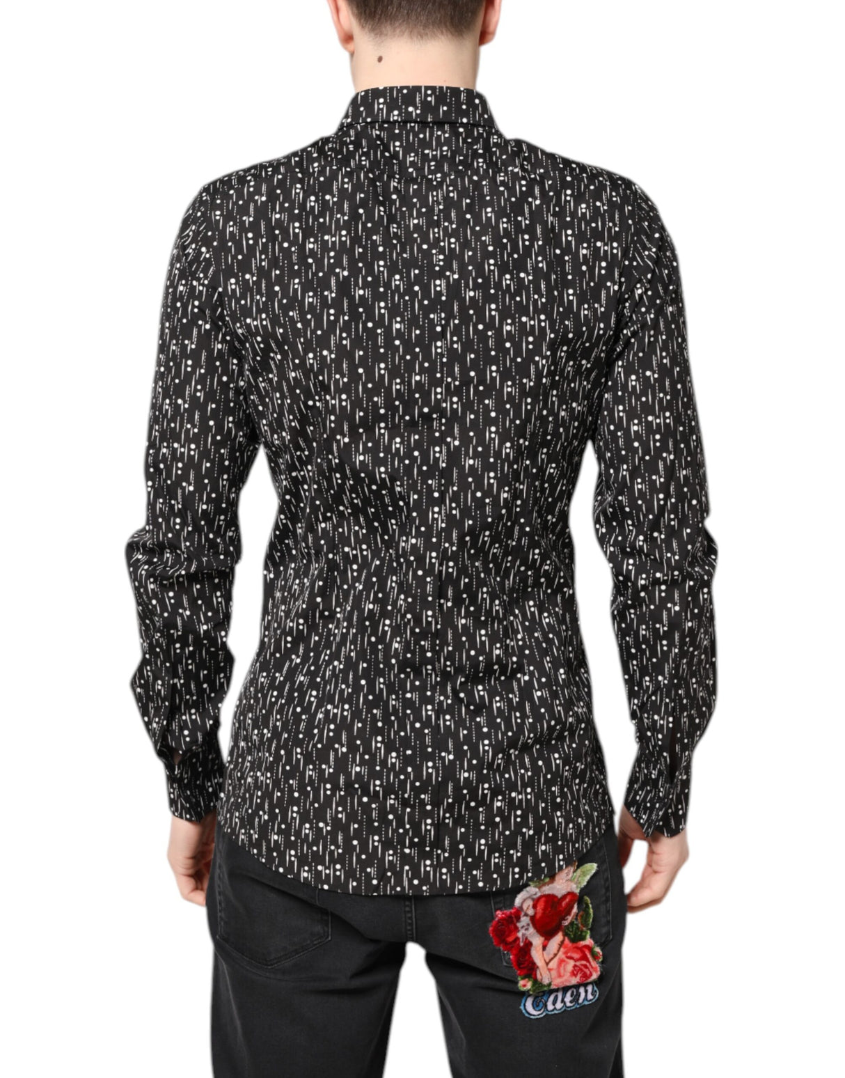 Dolce & Gabbana Black GOLD Floral Embroidery Formal Shirt