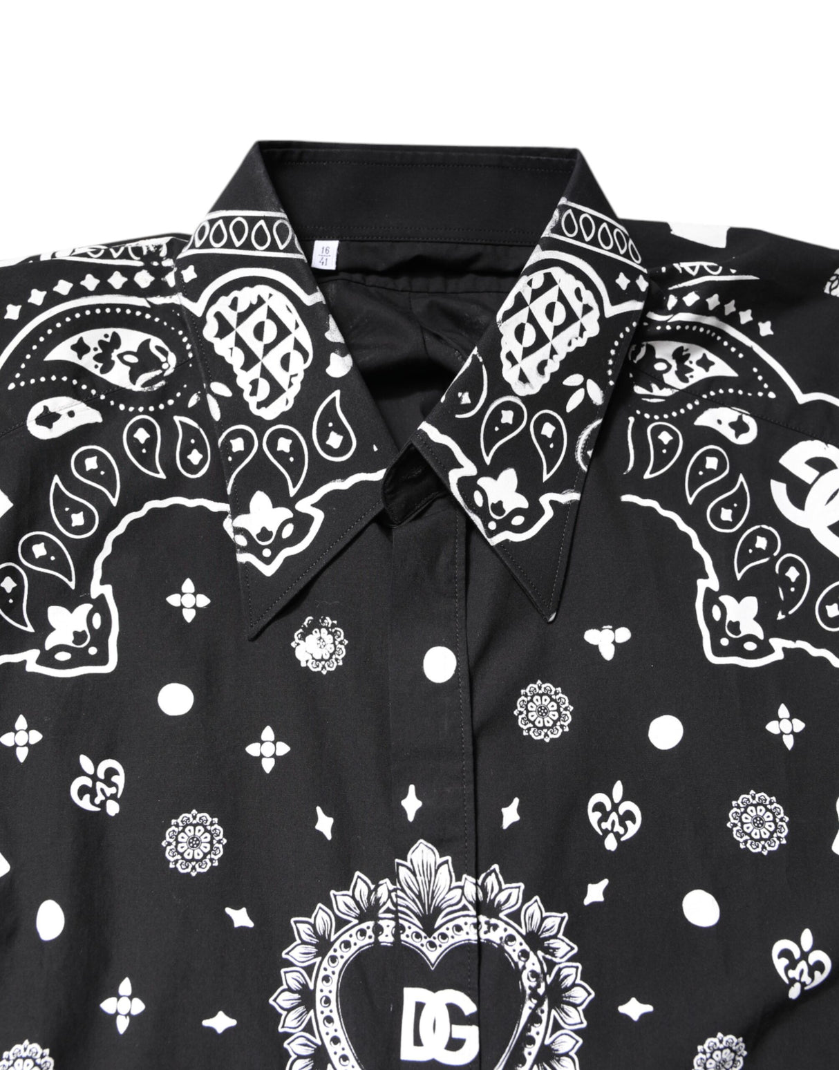 Dolce & Gabbana Black White Bandana Cotton Formal Dress Shirt