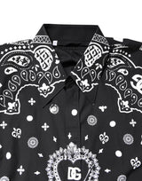 Dolce & Gabbana Black White Bandana Cotton Formal Dress Shirt