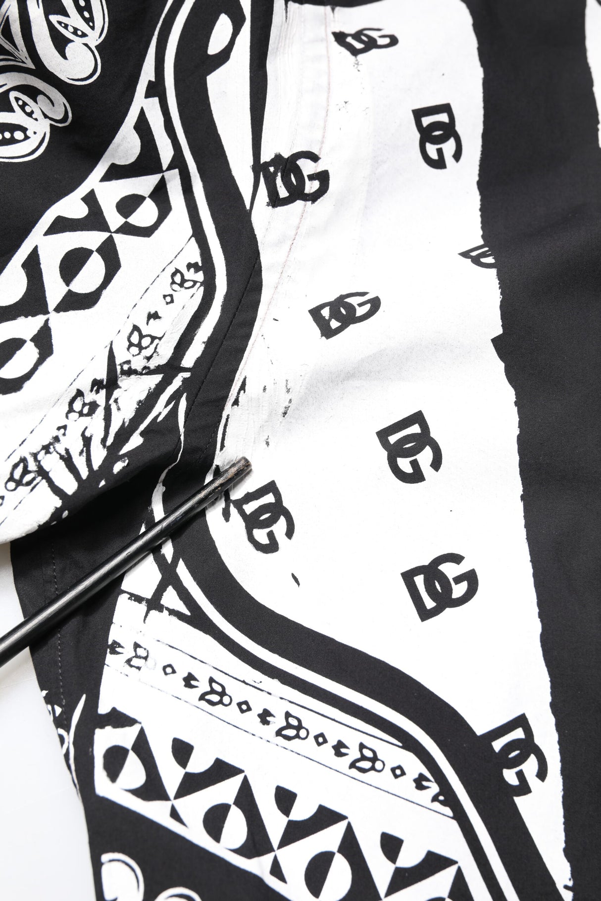 Dolce & Gabbana Black White Bandana Cotton Formal Dress Shirt