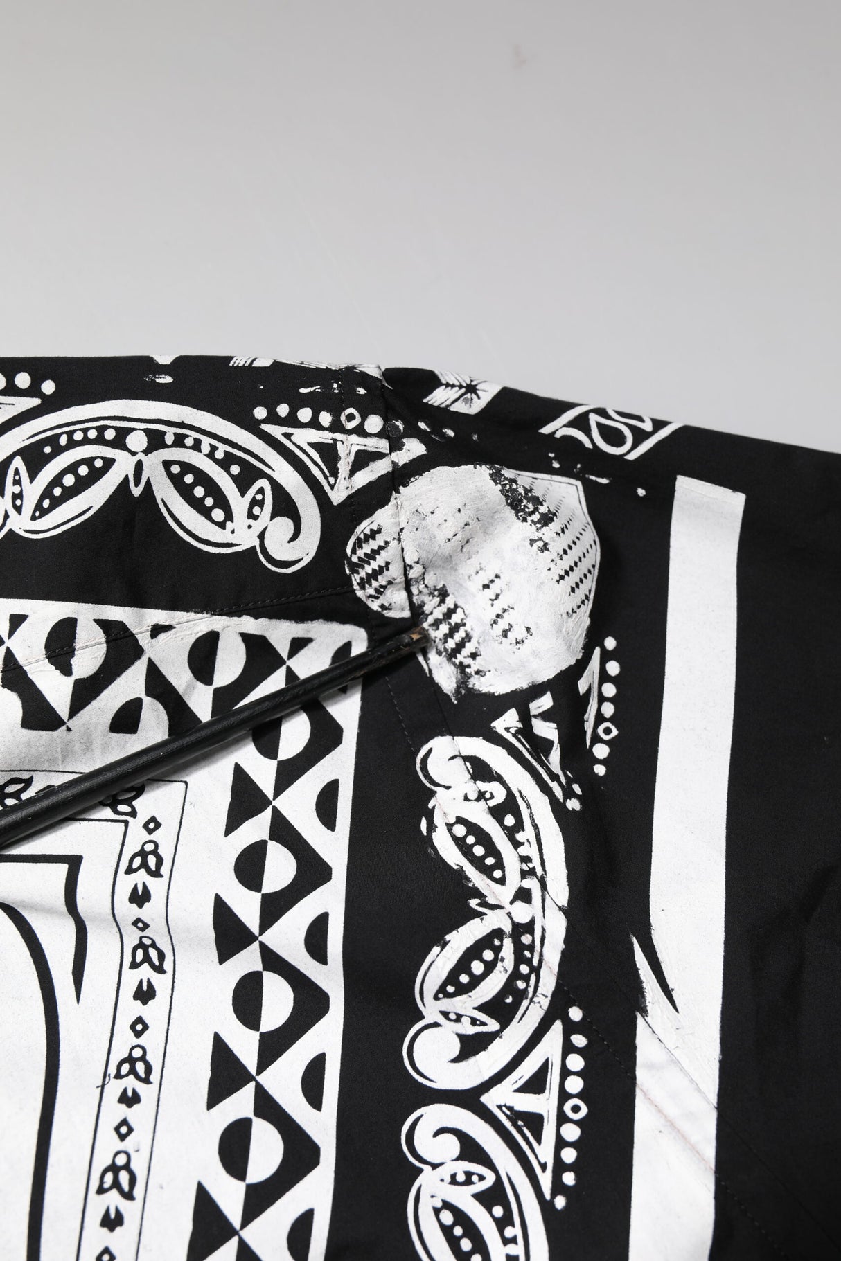 Dolce & Gabbana Black White Bandana Cotton Formal Dress Shirt