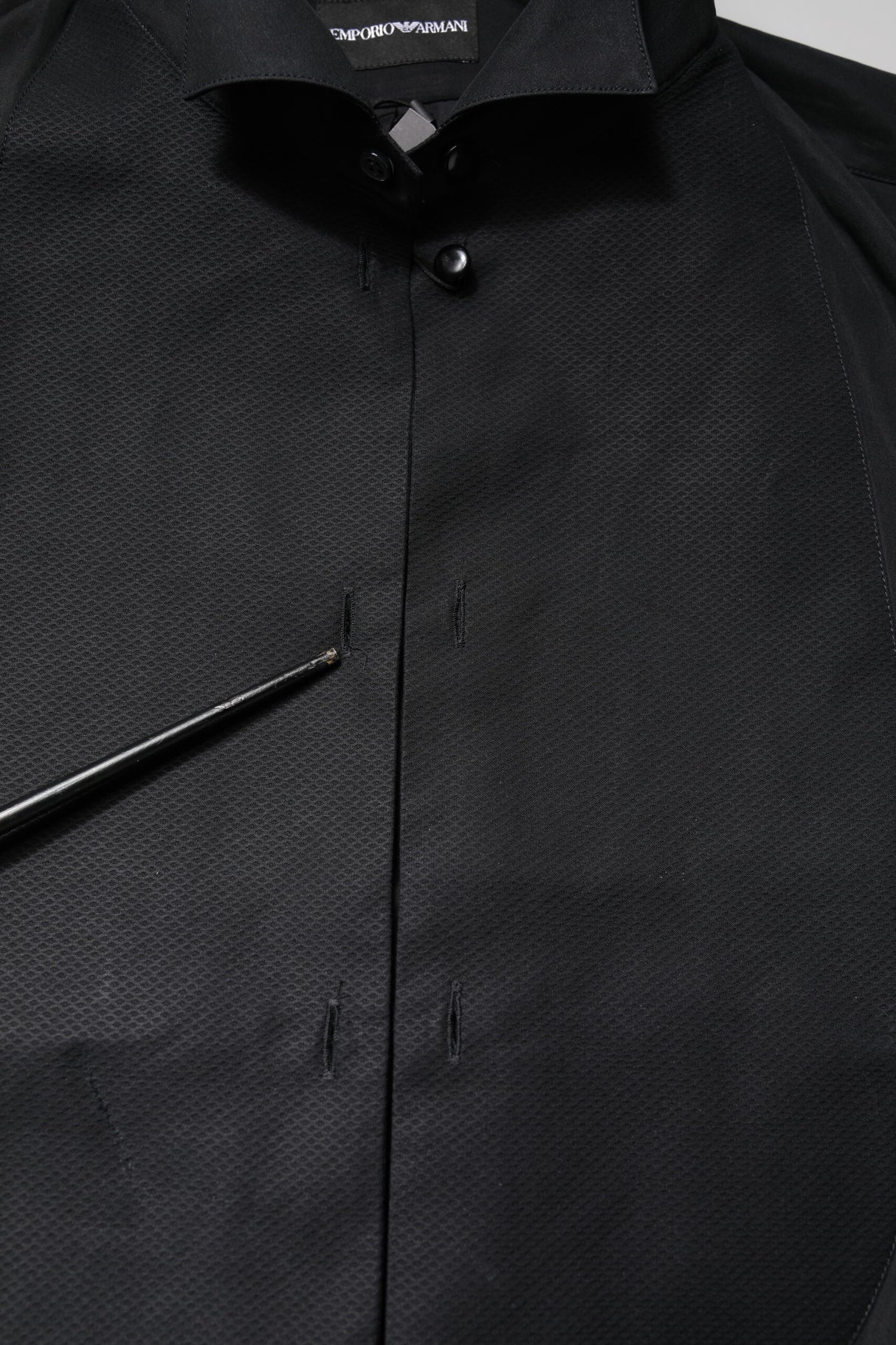 Emporio Armani Black Cotton Long Sleeves Formal Dress Shirt