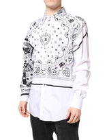 Dolce & Gabbana White Black Bandana MARTINI Formal Shirt