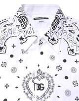 Dolce & Gabbana White Black Bandana MARTINI Formal Shirt