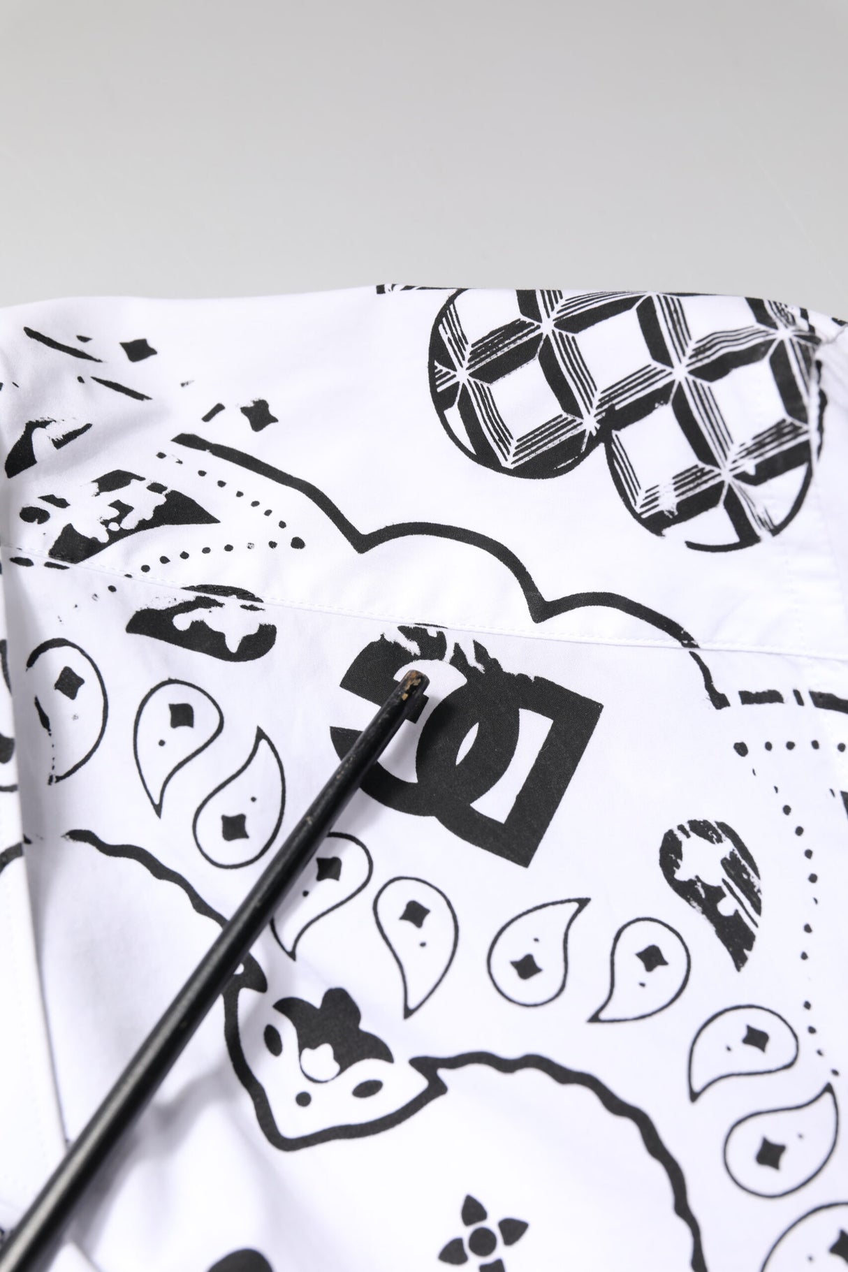Dolce & Gabbana White Black Bandana MARTINI Formal Shirt