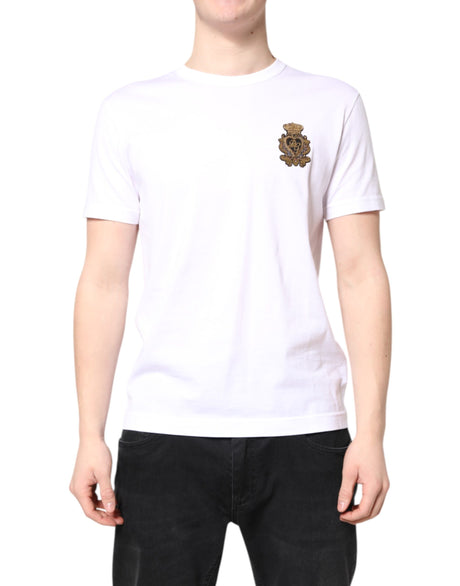 Dolce & Gabbana White Crew Neck DG Crown Short Sleeve T-shirt
