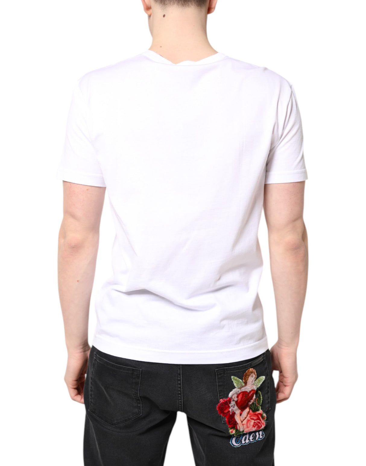 Dolce & Gabbana White Crew Neck DG Crown Short Sleeve T-shirt