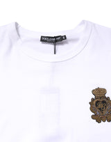 Dolce & Gabbana White Crew Neck DG Crown Short Sleeve T-shirt