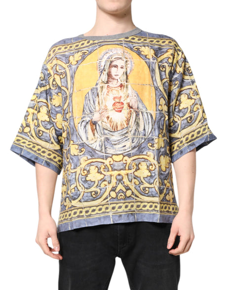 Dolce & Gabbana Multicolor Religious Print Round Neck T-shirt