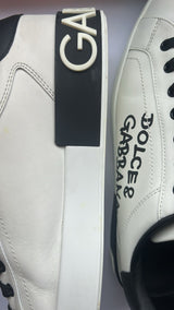 Dolce & Gabbana White Leather Logo Portofino Sneakers Shoes