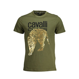 Cavalli Class Green Cotton Men T-Shirt