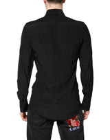 Dolce & Gabbana Black Silk GOLD Long Sleeves Dress Shirt