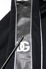 Dolce & Gabbana Black Cotton Logo Hooded Sweatshirt Sweater