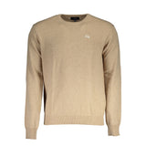 La Martina "Beige Wool Men Sweater Classic Comfort Knitwear"