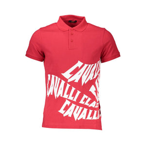 Cavalli Class Red Cotton Polo Shirt
