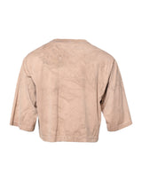 Dolce & Gabbana Beige Tie Dye Logo Print Cropped T-shirt