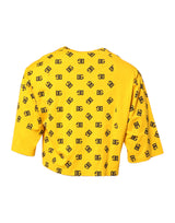 Dolce & Gabbana Yellow Cotton DG Logo Print Cropped T-shirt