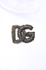 Dolce & Gabbana White Cotton DG Embroidery Crew Neck T-shirt