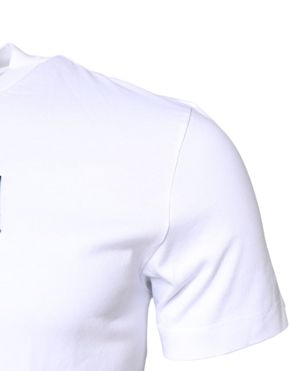 Dolce & Gabbana White Cotton Logo Patch Crew Neck T-shirt