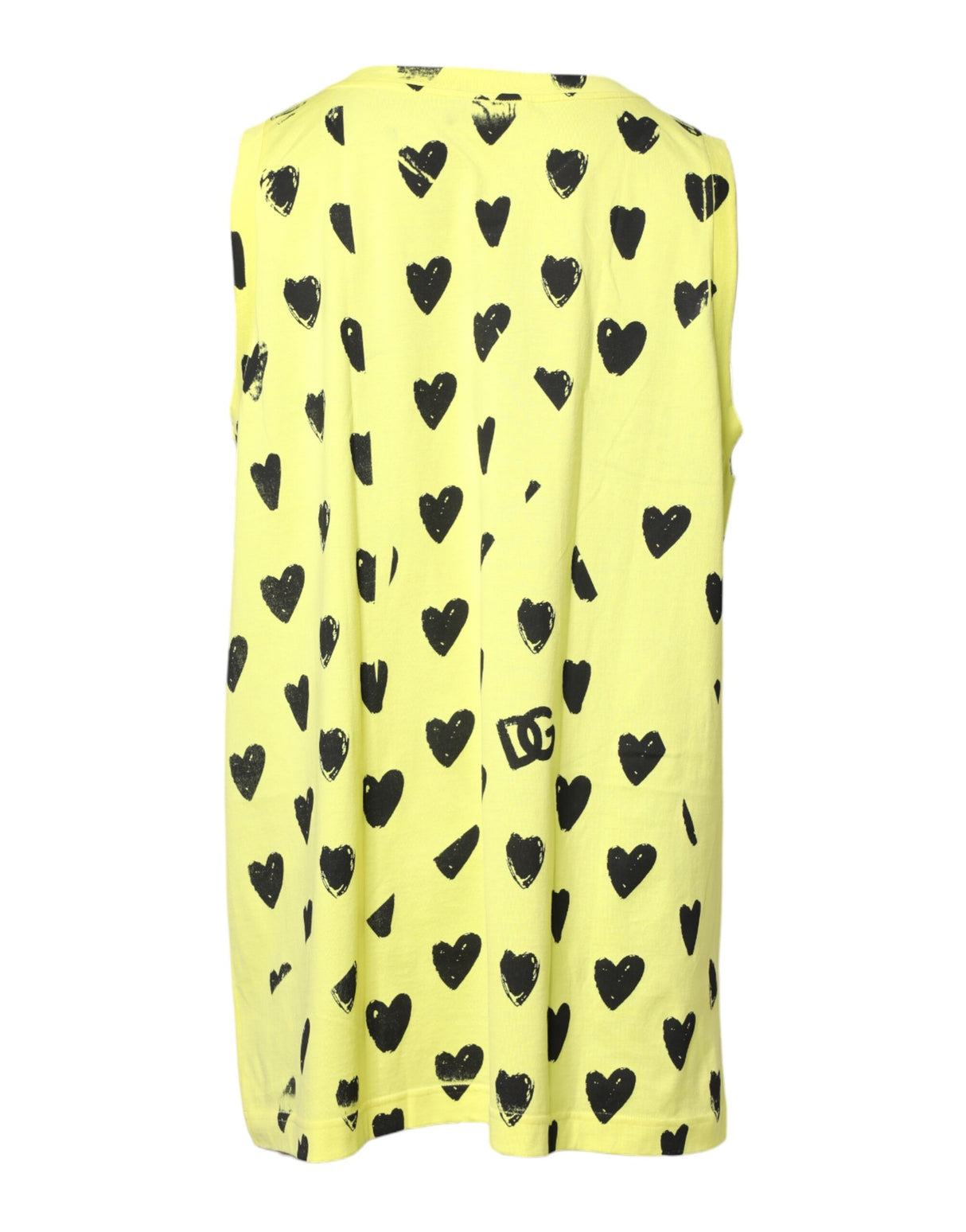 Dolce & Gabbana Yellow Cotton Sleeveless DG Heart T-shirt