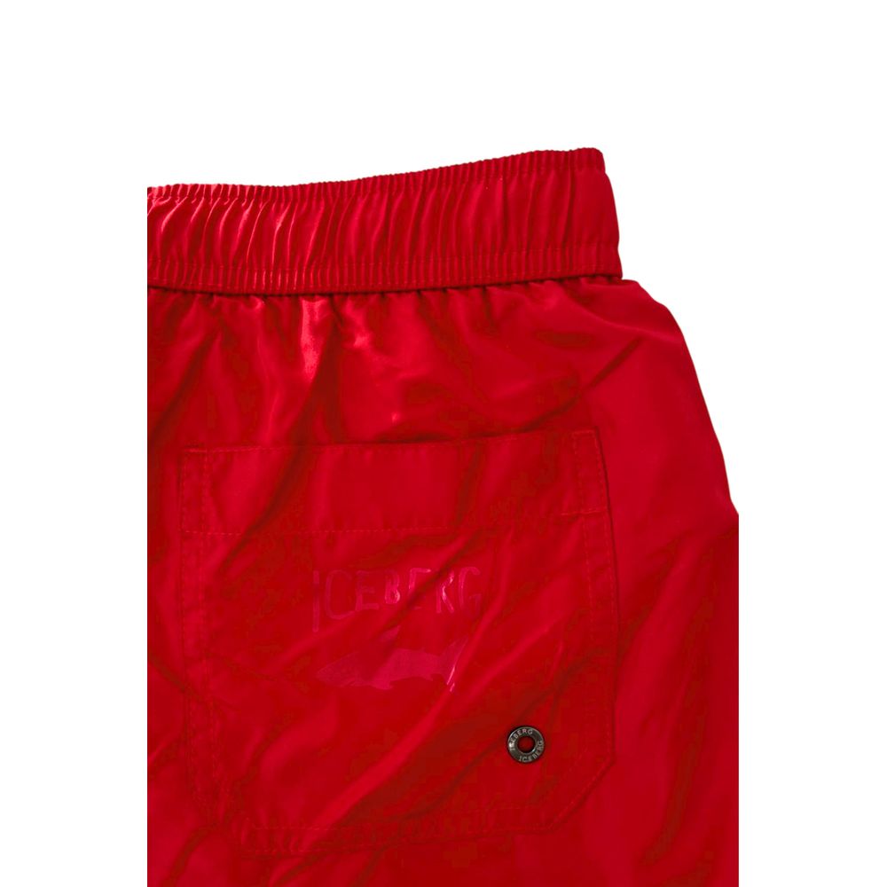 Iceberg Red Polyester Men Swimwear Short