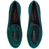 Charles Philip Green Velvet Loafer