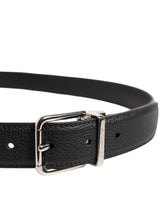 Dolce & Gabbana Black Calf Leather Classic Metal Buckle Belt
