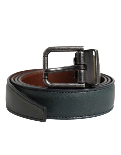 Dolce & Gabbana Green Classic Leather Metal Buckle Belt