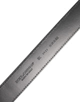 Dolce & Gabbana Black Calf Leather Silver Metal Buckle Belt