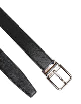 Dolce & Gabbana Black Calf Leather Silver Metal Buckle Belt