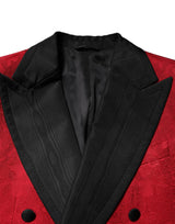 Dolce & Gabbana Red Floral Jacquard Double Breasted 2 Pc Suit