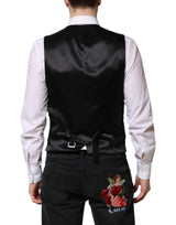 Dolce & Gabbana Red Black Stripe Dress Formal Waistcoat Vest