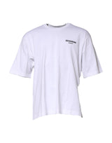Dolce & Gabbana White Cotton Logo Print Crew Neck T-shirt