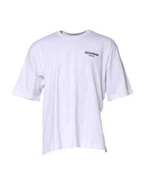 Dolce & Gabbana White Cotton Logo Print Crew Neck T-shirt
