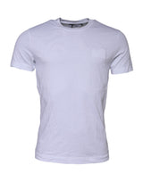 Dolce & Gabbana White Cotton Logo Patch Crew Neck T-shirt